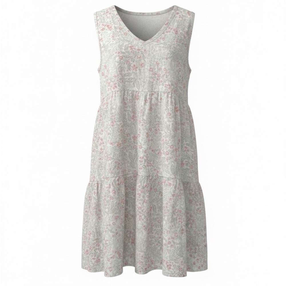 Joie Gray and Pink 100% Linen Floral Dress YT3